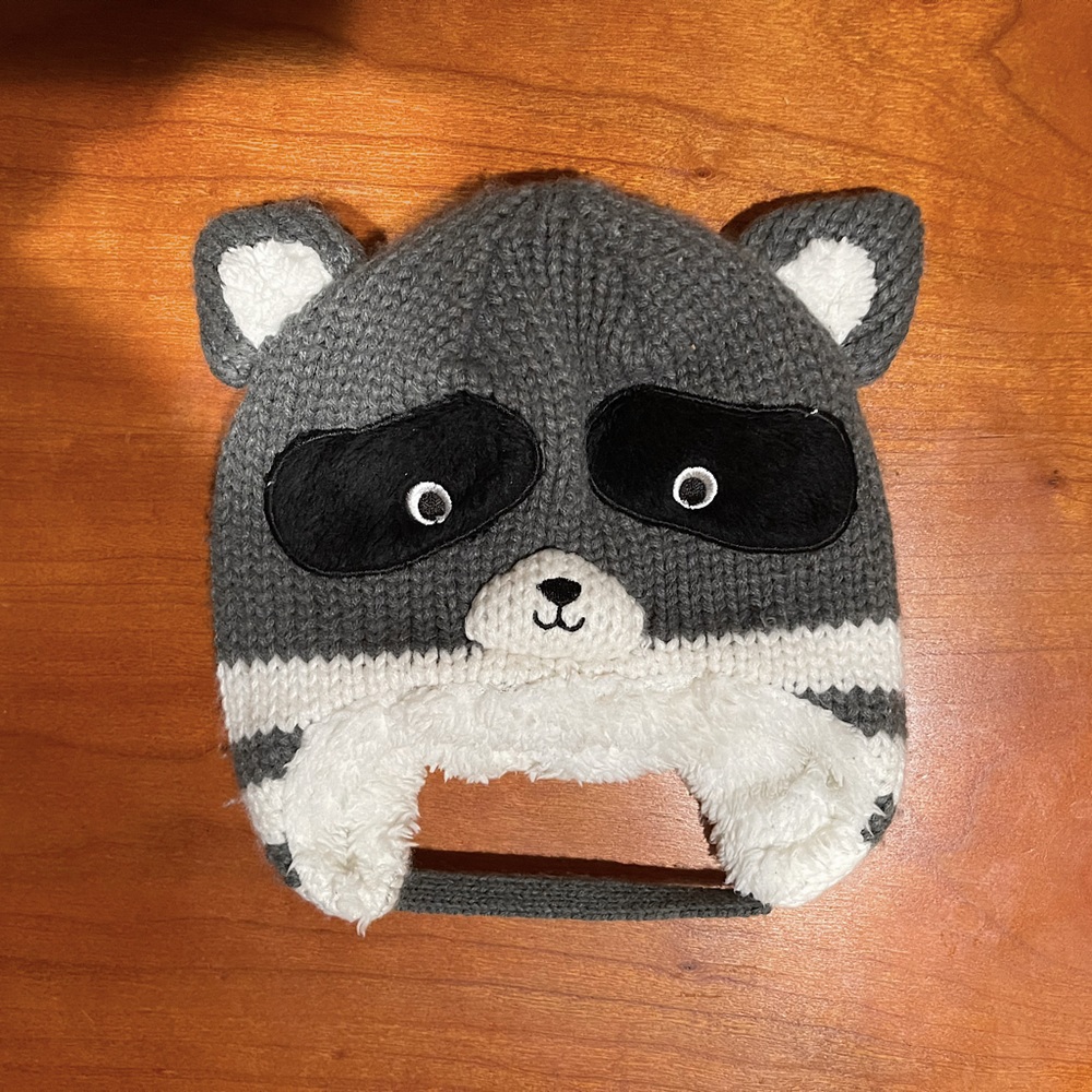 Cat & Jack Raccoon Winter Beanie/Hat, 6 Months, Girls’ or Boys’